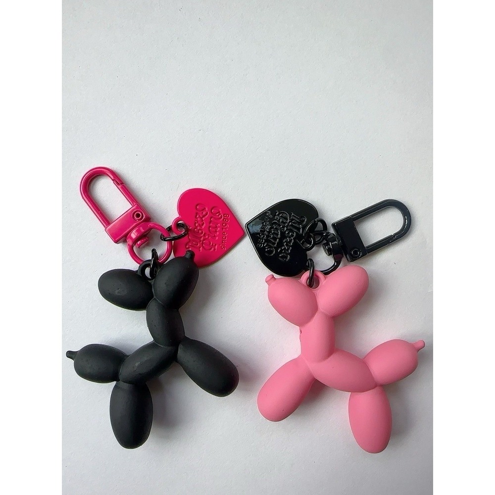 MEZZO PIANO SET OF 10 (10 Pink+10 Black) Ballon Dog Keychains ❤️ Heart Plate